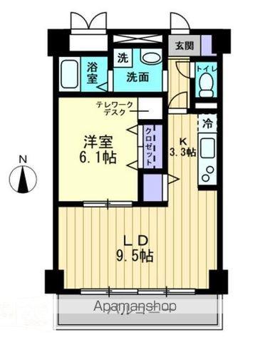 フィール上之町(1LDK/4階)の間取り写真
