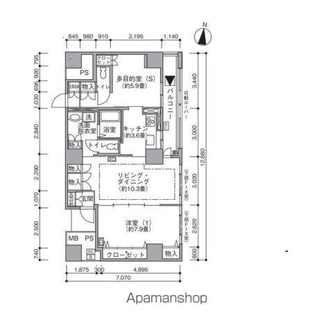 東雲キャナルコートCODAN20号棟(1SLDK/7階)の間取り写真