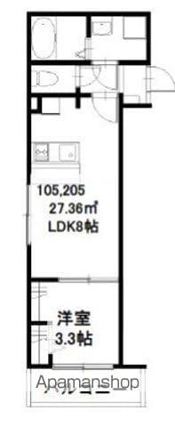 T＇S ABBY(1LDK/2階)の間取り写真