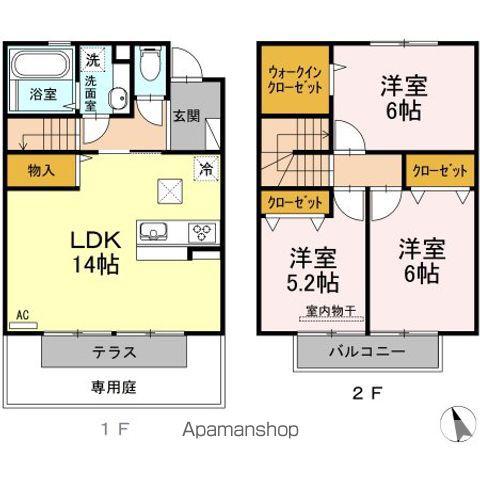 メゾネット皆賀(3LDK/1階)の間取り写真