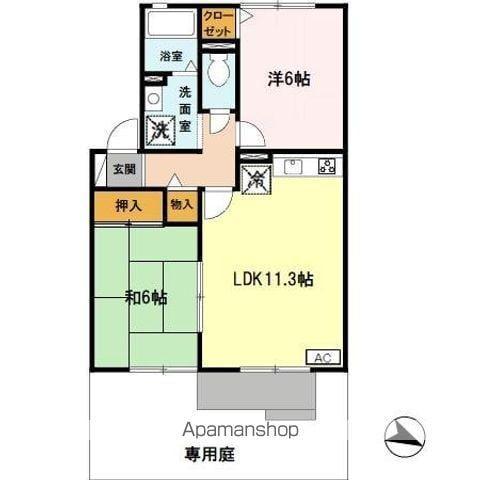 アゼリアパレスイースト(2LDK/1階)の間取り写真