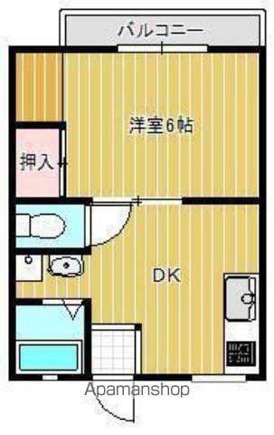 ニューホライズン会館北棟(1DK/2階)の間取り写真