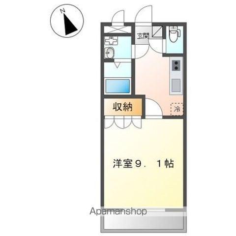 パークヒルズ・B(1K/2階)の間取り写真