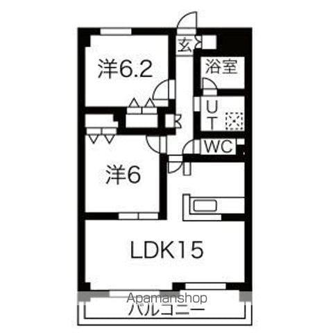 BERCER(2LDK/3階)の間取り写真