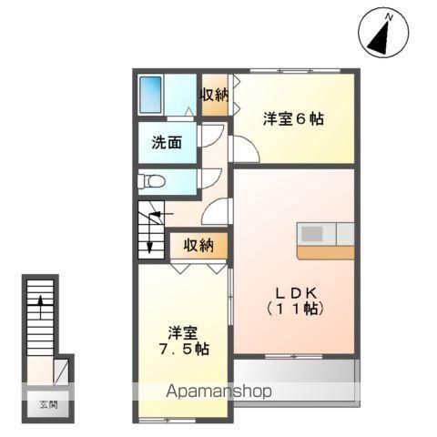 アヴァンティⅠ(2LDK/2階)の間取り写真