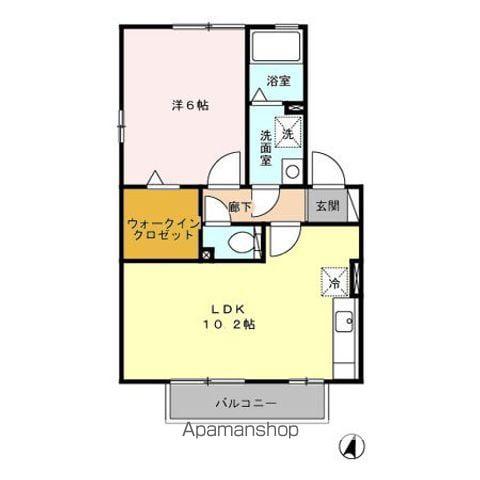 ウィルモア西梶尾C棟(1LDK/2階)の間取り写真