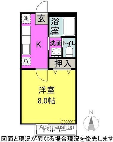 サンガーデン吉田(1K/2階)の間取り写真