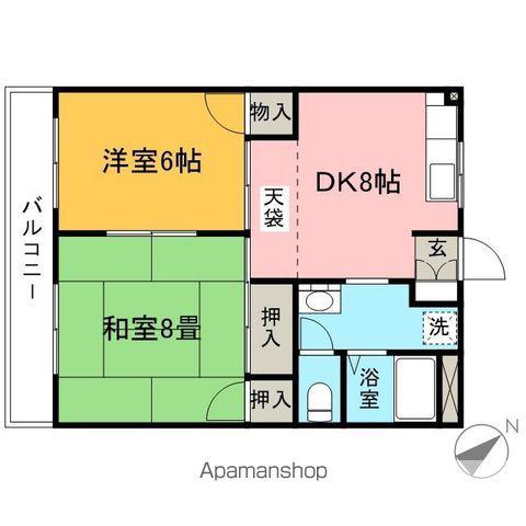 エクセル春日(2DK/1階)の間取り写真