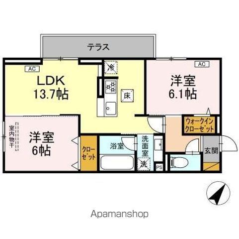 プラヴール(2LDK/1階)の間取り写真