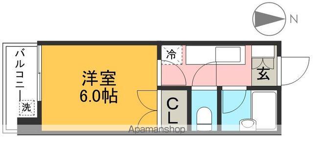 メゾーンあけぼのⅢ(1K/6階)の間取り写真