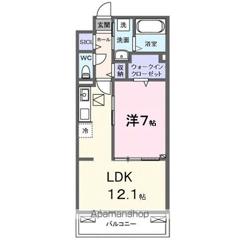 SYS大将軍(1LDK/1階)の間取り写真