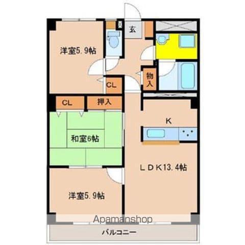 野中マンション(3LDK/1階)の間取り写真