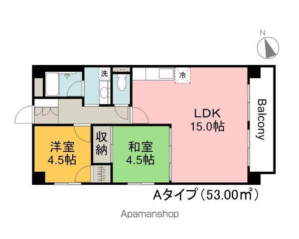 ホワイトシャトー(2LDK/6階)の間取り写真