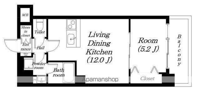 ベルヴィ大津京(1LDK/4階)の間取り写真