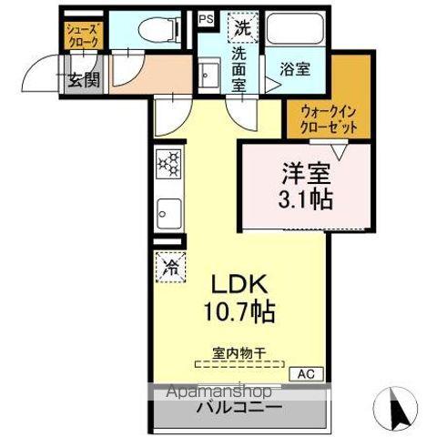DーHILLS佐藤II(1LDK/1階)の間取り写真