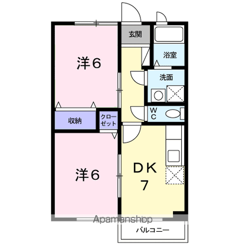 フェリース(2DK/2階)の間取り写真