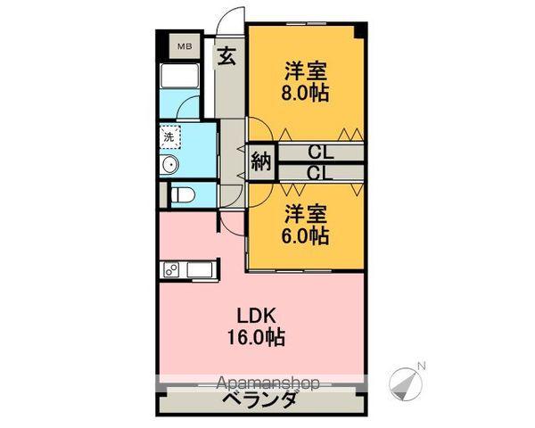 マーブル音羽館(2LDK/7階)の間取り写真