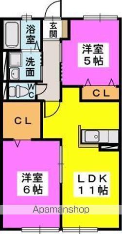 ローズハイム野多目(2LDK/1階)の間取り写真
