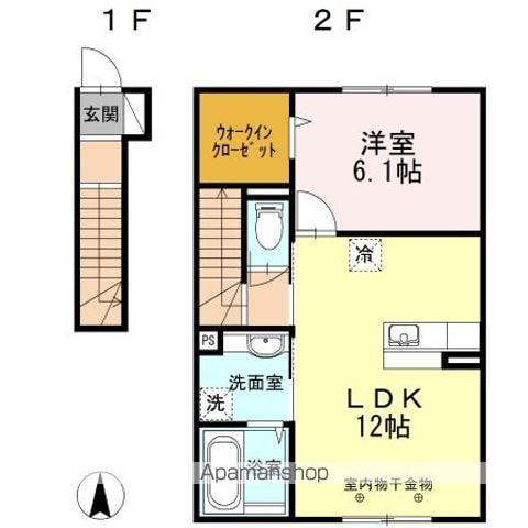 PROUD M(1LDK/2階)の間取り写真