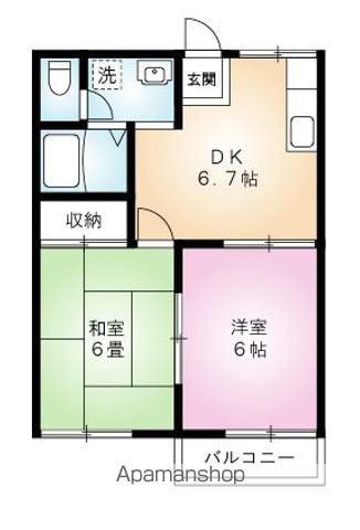 ブライトパレス(2DK/2階)の間取り写真