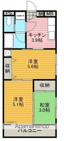 プティシャトー・宝町(3K/3階)の間取り写真