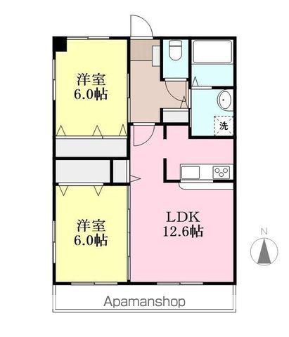 フォブール栗林(2LDK/3階)の間取り写真