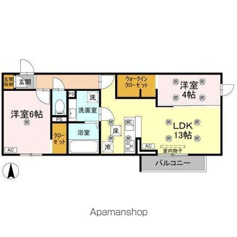 クランツ古川西B棟(2LDK/1階)の間取り写真