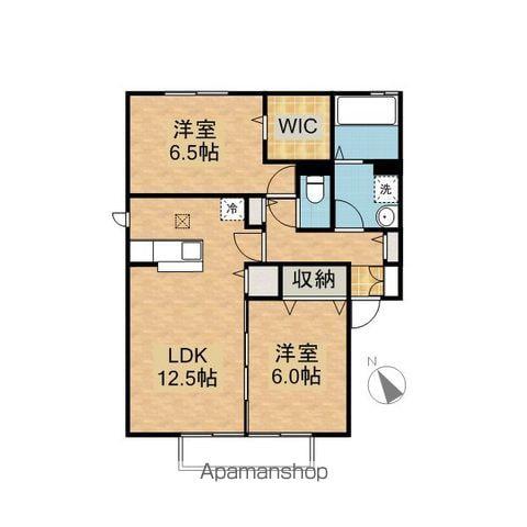 サンク・ルナC(2LDK/1階)の間取り写真