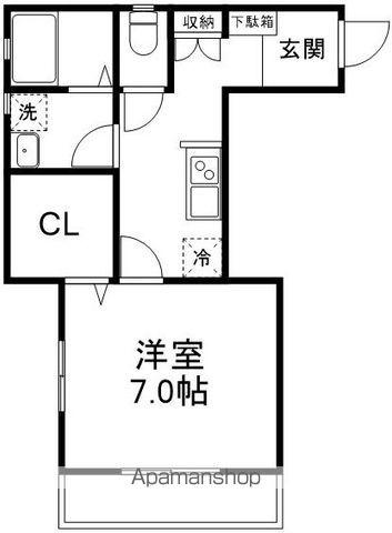 アットリラ緑が丘E(1K/1階)の間取り写真
