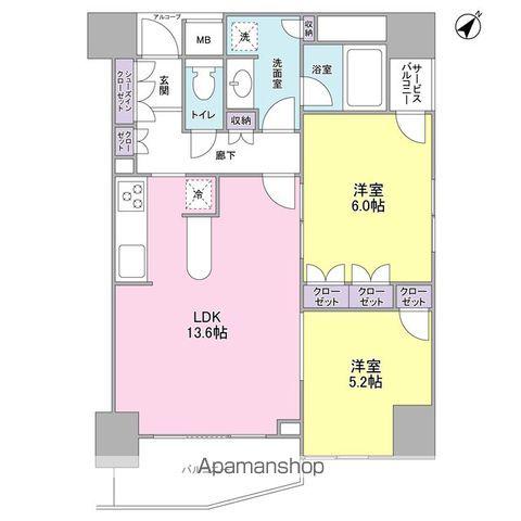 LASANTE五反田(2LDK/7階)の間取り写真