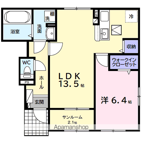 アルタハイムB(1LDK/1階)の間取り写真