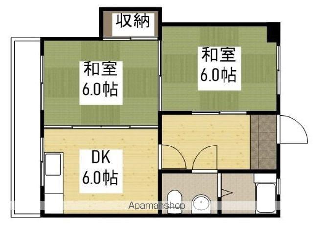 船田酒店ビル(2DK/3階)の間取り写真