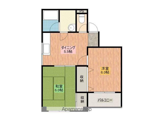 ハイツ敦賀(2DK/4階)の間取り写真