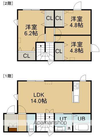 函館市電本線湯川線 湯の川駅 徒歩18分 2階建 築8年(3LDK)の間取り写真