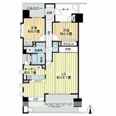 サーパス中町(2LDK/10階)の間取り写真