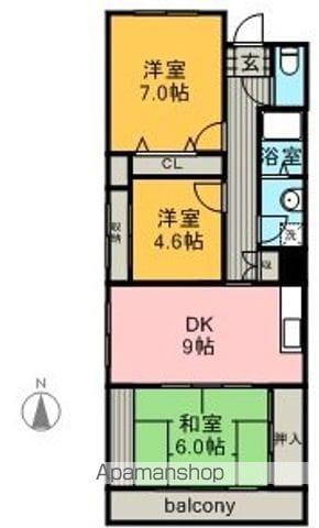 アビタシオン十番(2SDK/2階)の間取り写真
