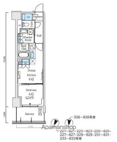 ロイヤルパークス赤羽ノース(1DK/3階)の間取り写真