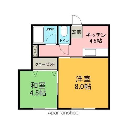 ベルシティ(2K/2階)の間取り写真