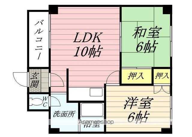 コーポラス河合(2LDK/3階)の間取り写真