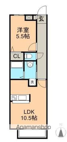 ブルーローズガーデン(1LDK/2階)の間取り写真