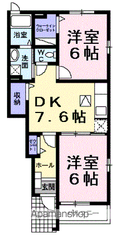 メルシーB棟(2DK/1階)の間取り写真