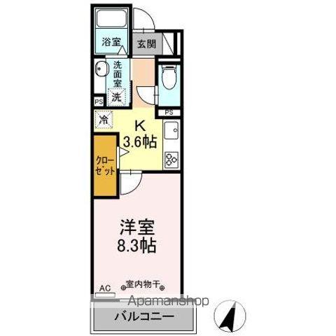 TIGER LILY(1K/2階)の間取り写真