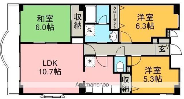 大塚ヴィレッヂ(3LDK/3階)の間取り写真