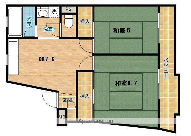 翠光ハイツ(2DK/2階)の間取り写真