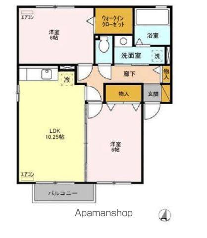ムーン・コートABCD(2LDK/2階)の間取り写真
