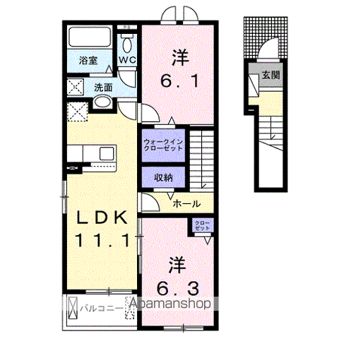 モンレーヴⅡ(2LDK/2階)の間取り写真