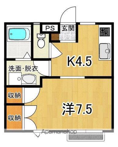 コーポアルファA棟(1K/2階)の間取り写真