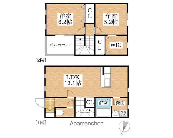 アガサス砂場北(2LDK/1階)の間取り写真