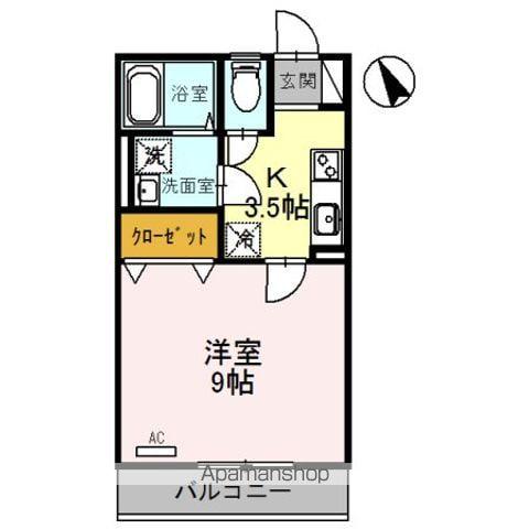 ブルージュⅢ(1K/1階)の間取り写真