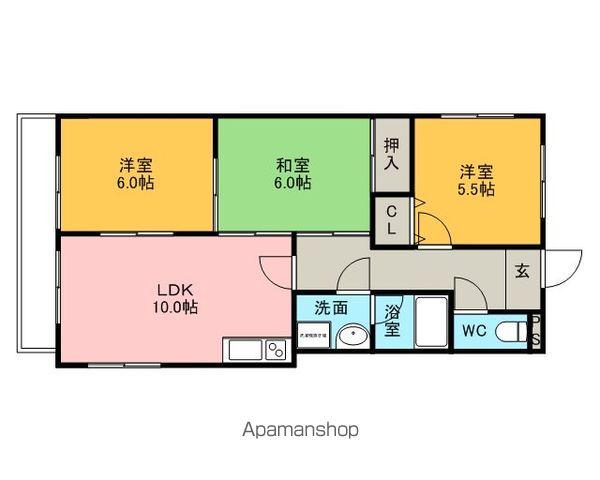 アサヒビル(3LDK/2階)の間取り写真